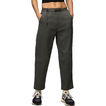 prAna Stretch Zion Cinch Pants Spruce side view show versatile outdoor wear with DWR protection.