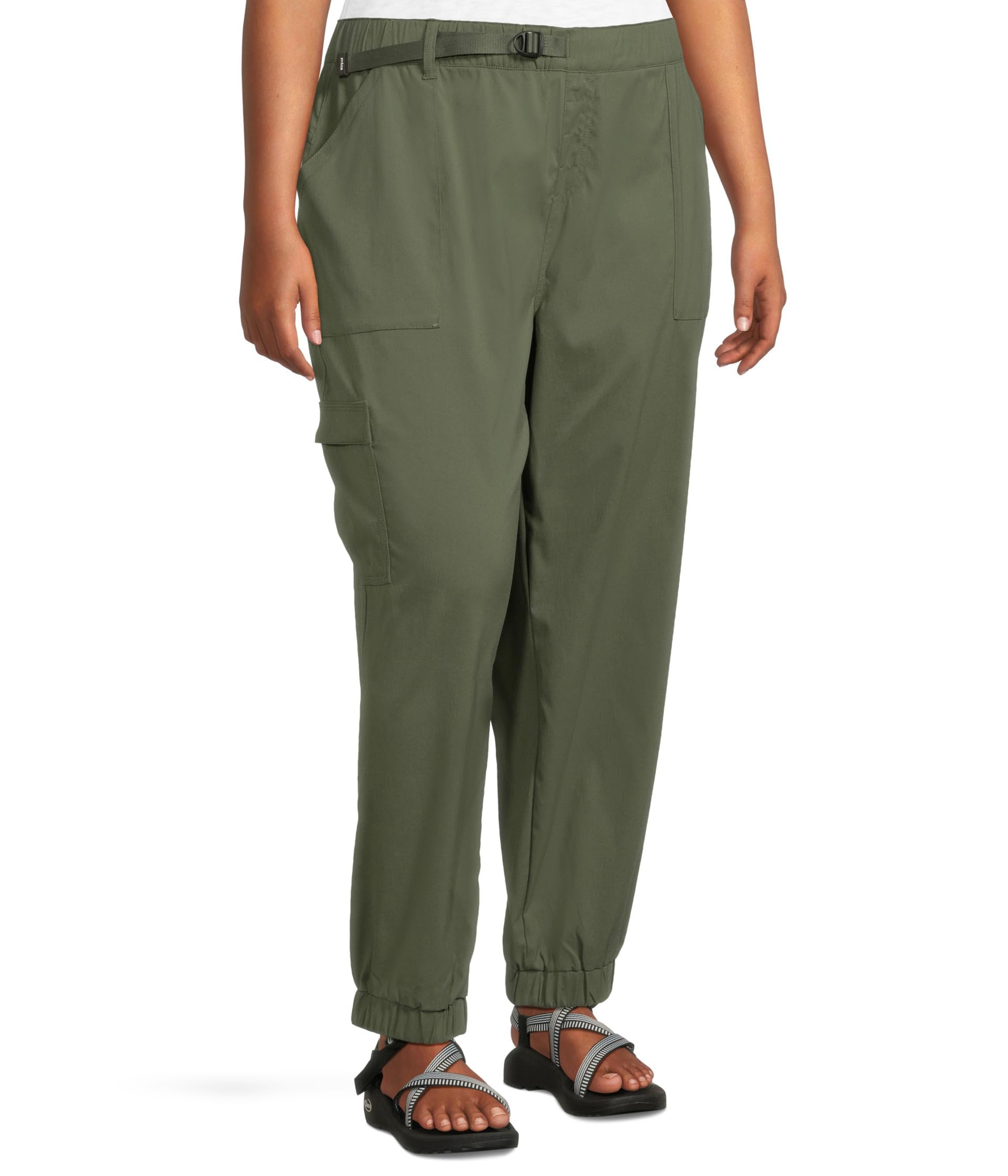 Prana Stretch Zion Halle pants waistband close-up emphasizes reinforced belt loops for durability