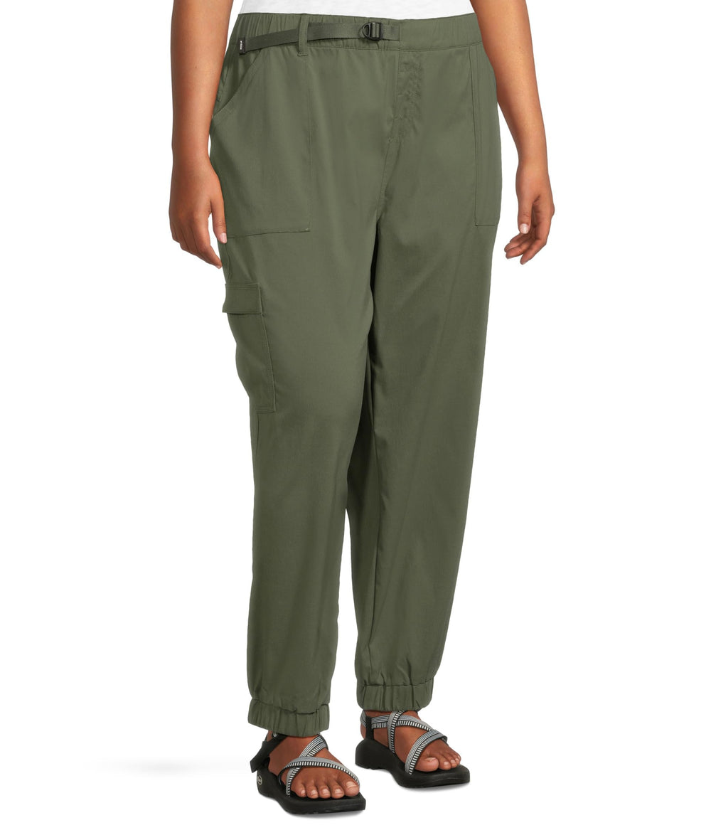 Prana Stretch Zion Halle pants waistband close-up emphasizes reinforced belt loops for durability