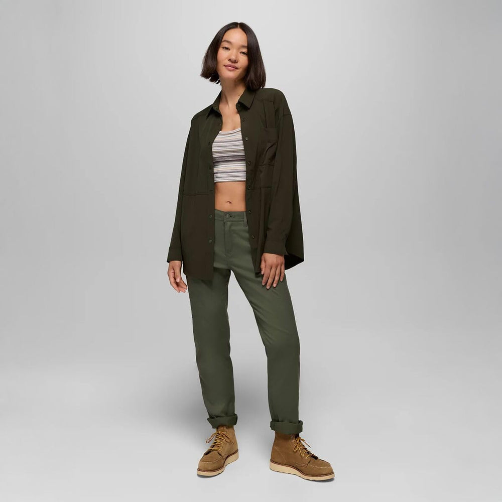 Prana Stretch Zion Halle Pants Spruce back pocket detail for secure storage