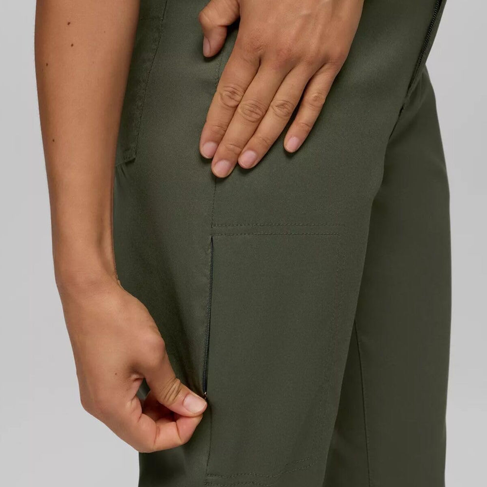 Prana Stretch Zion Halle Pants Spruce side view showing straight leg