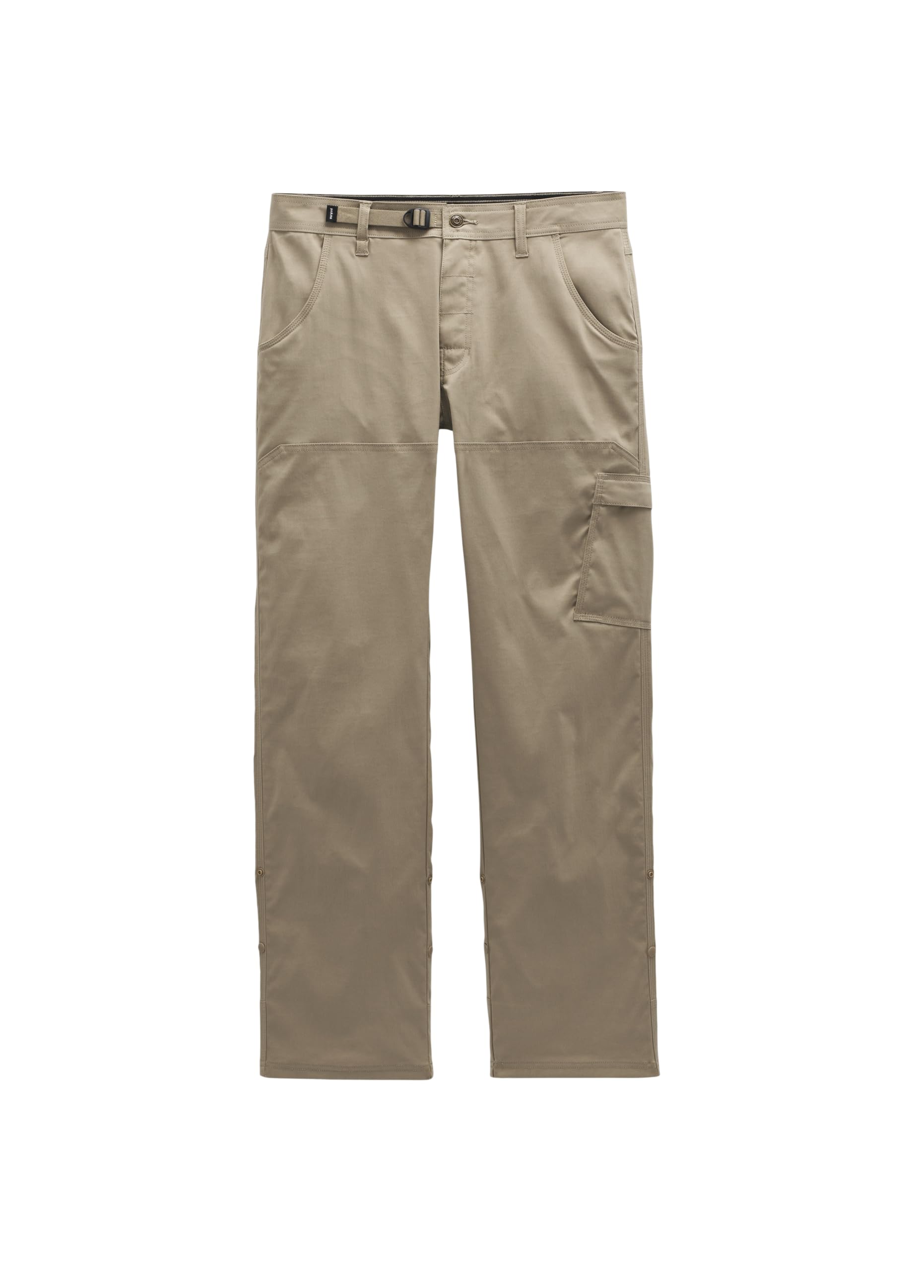 PrAna Stretch Zion Sandbar pant hem snaps for adjustable length.