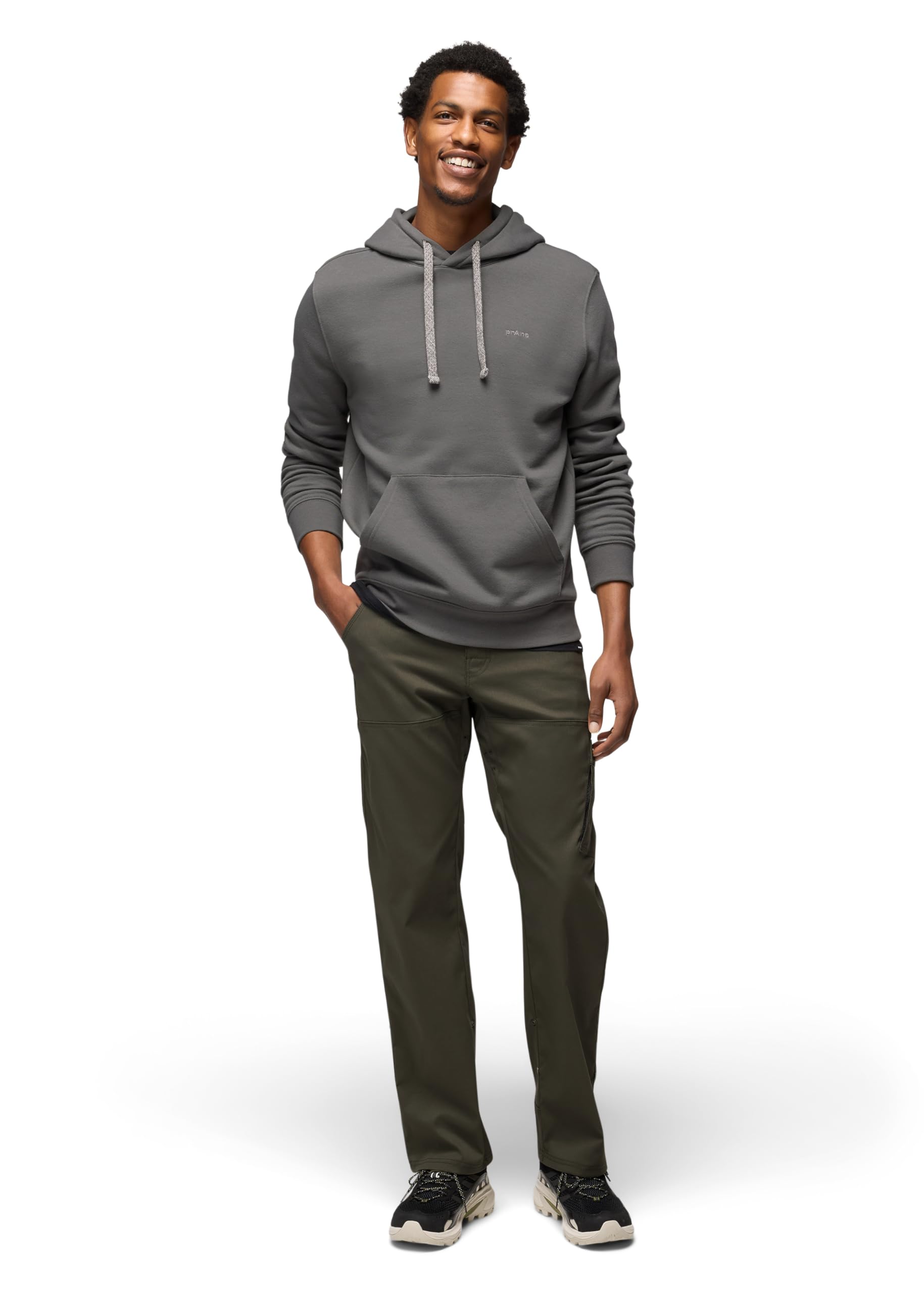 prAna Stretch Zion Pant Spruce hem roll-up snaps for versatile length.