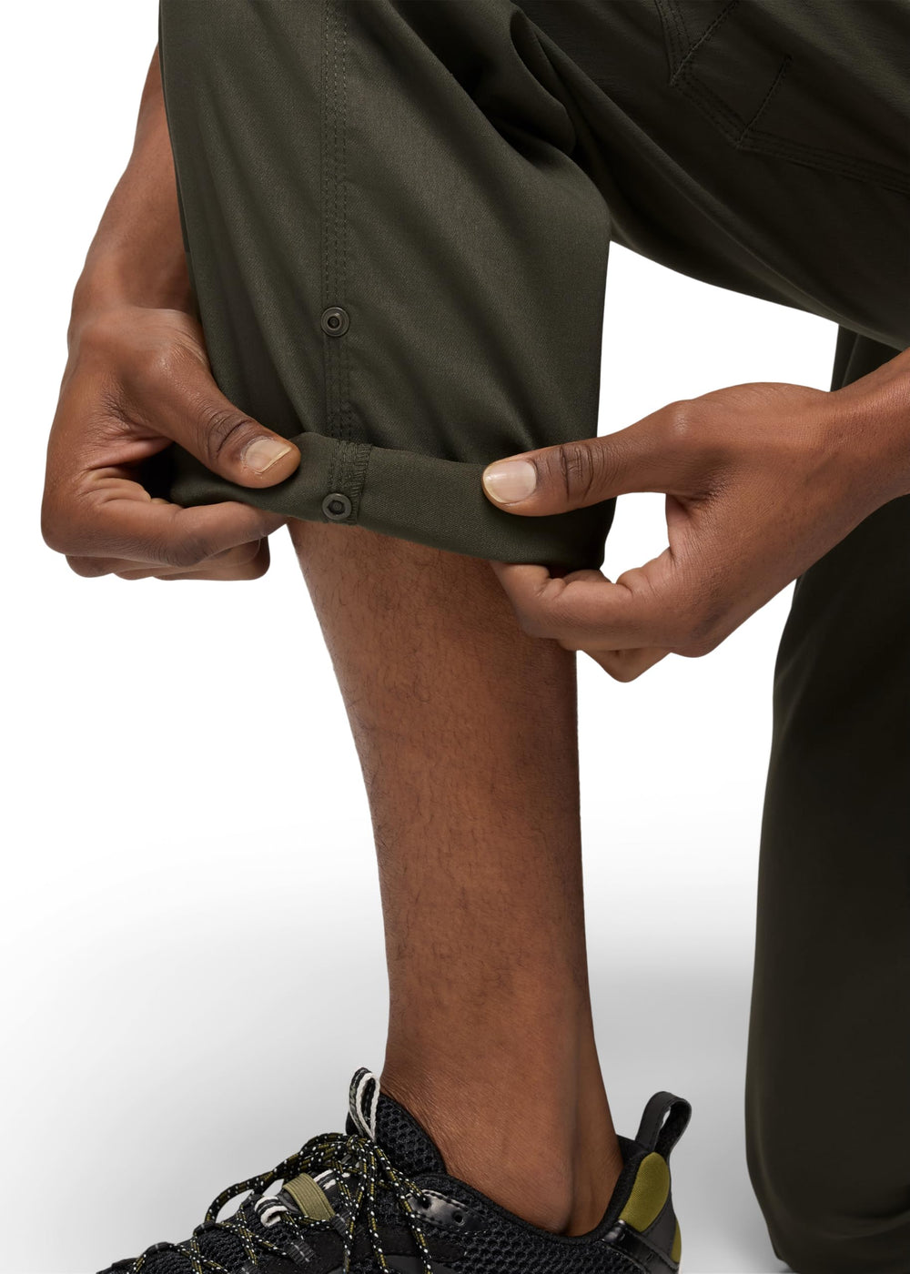 prAna Stretch Zion Pant Spruce ventilated inseam for breathable hikes.
