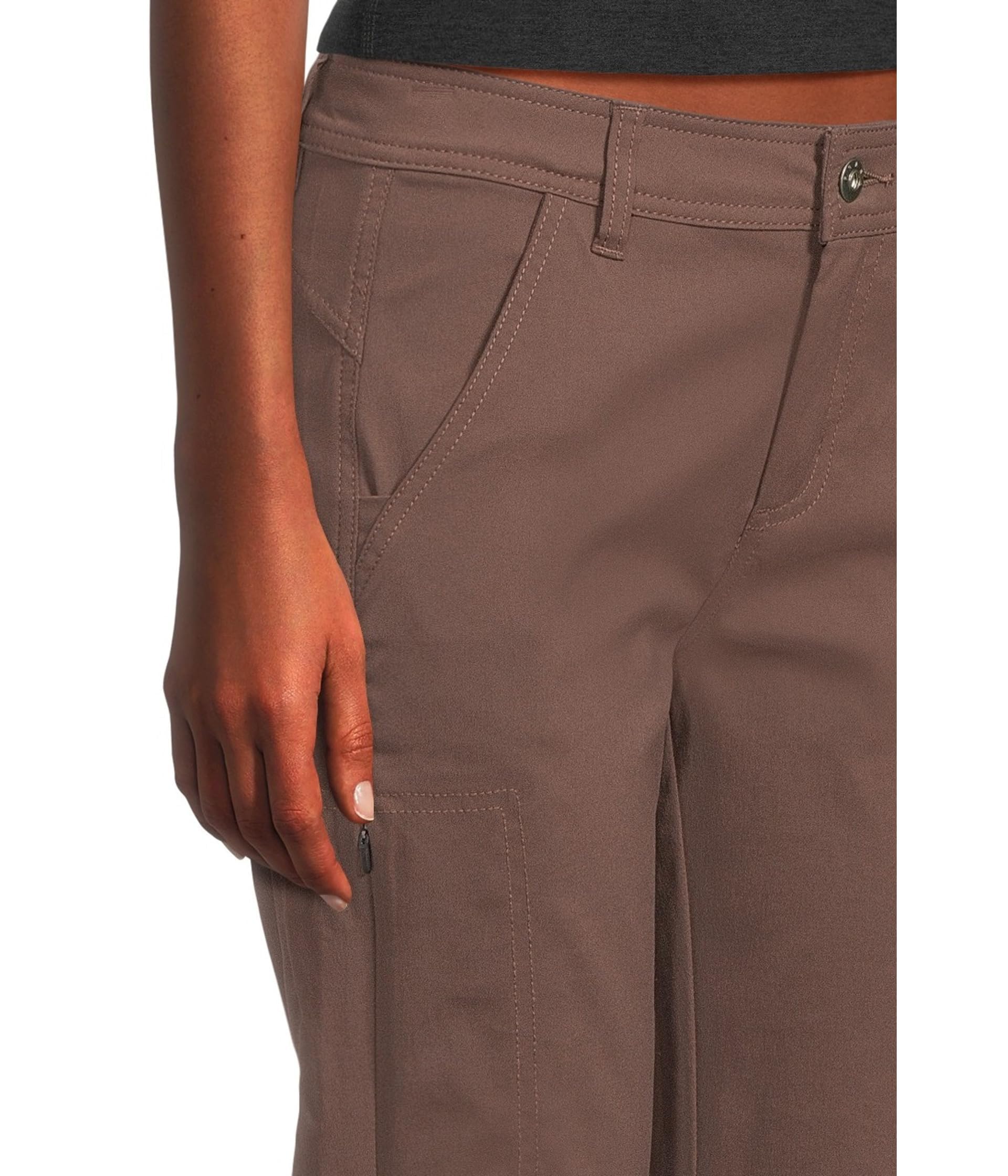 prAna Stretch Zion pants Mocha back pocket flap view for secure storage