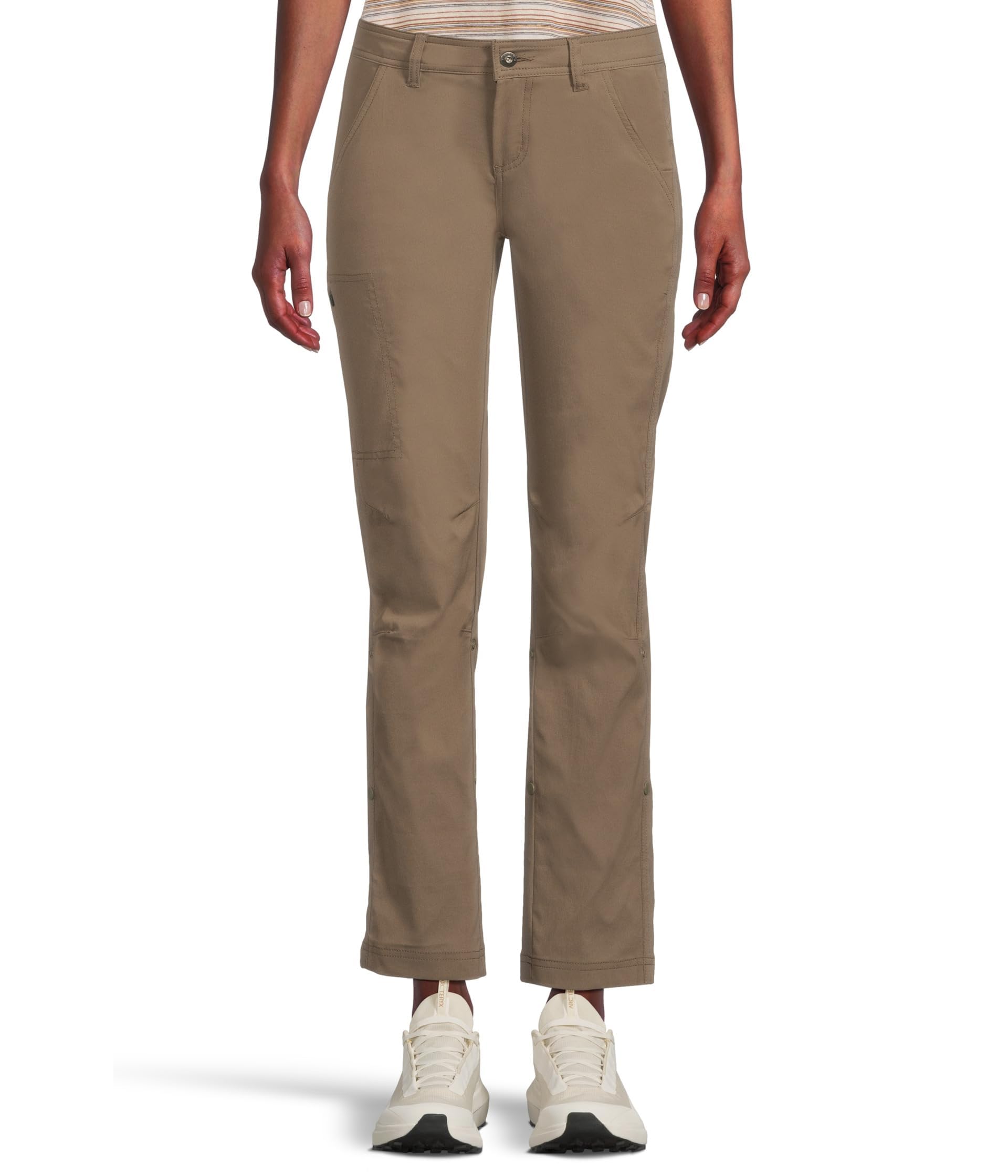 Prana Stretch Zion pants front view in Mud color for versatile outdoor wear
