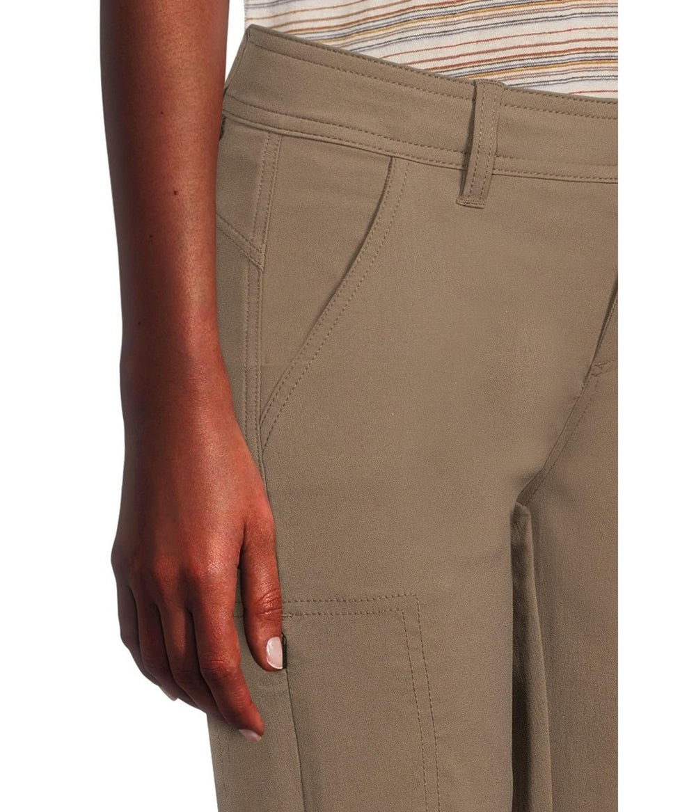 Prana Zion pants waist area with fixed waist and button closure