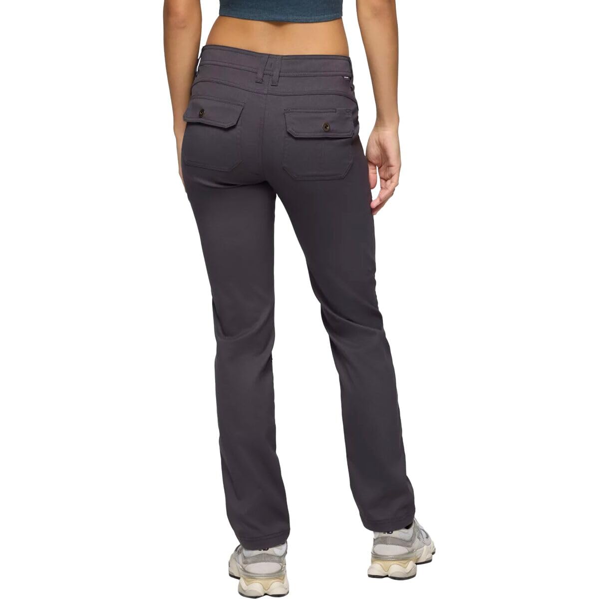 Prana Stretch Zion pants Shadow back view showing patch pockets and snap closures.