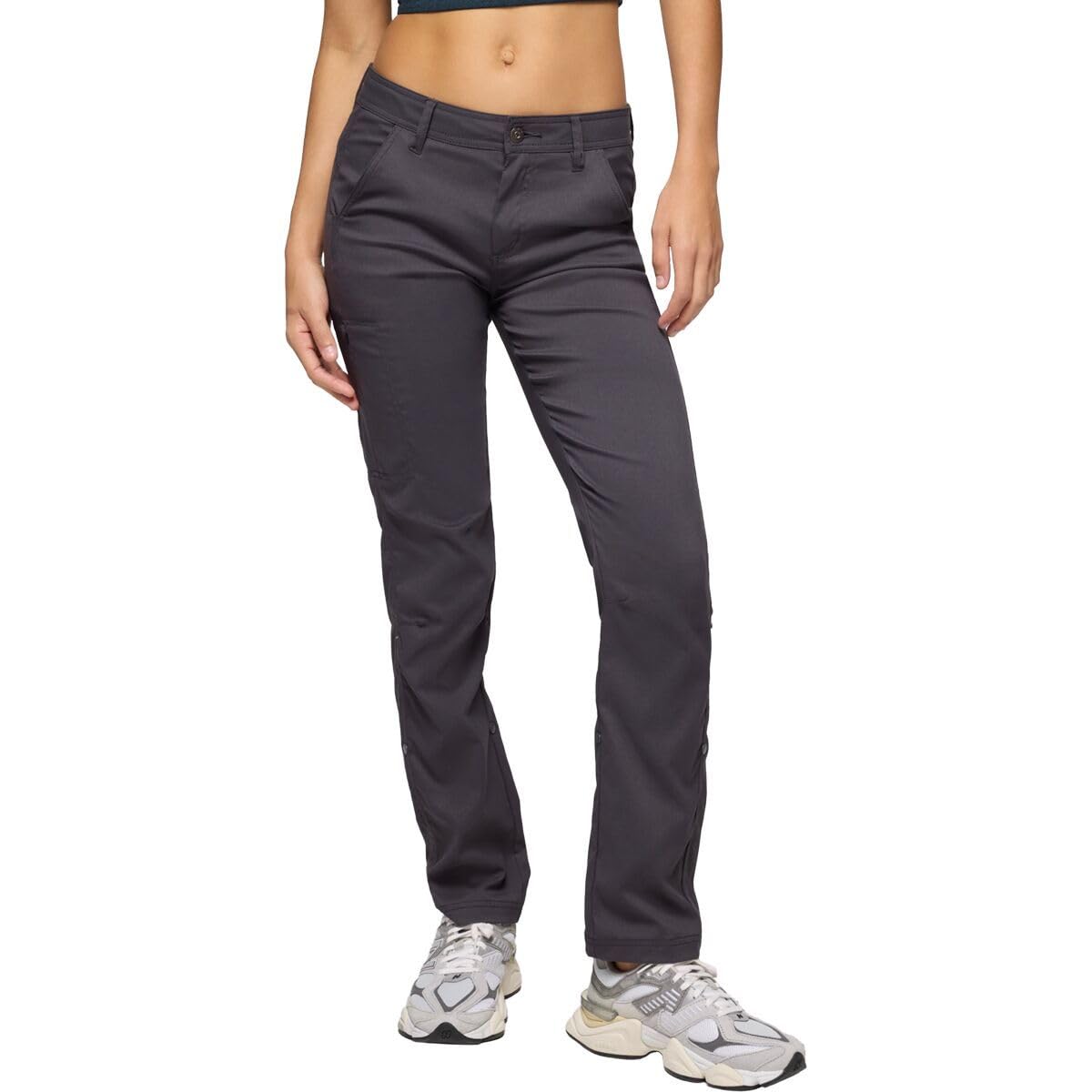 Prana Stretch Zion pants Shadow front view with mid-rise fit and zip pocket for outdoor use.