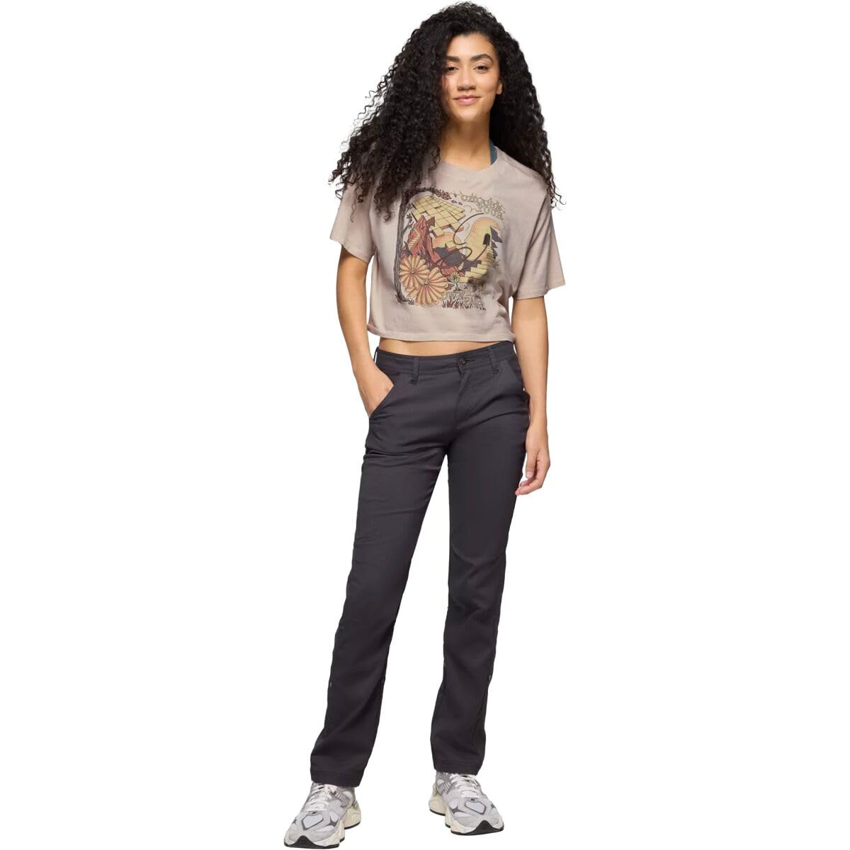 Prana Stretch Zion pants Shadow waist with fixed closure and logo label detail.