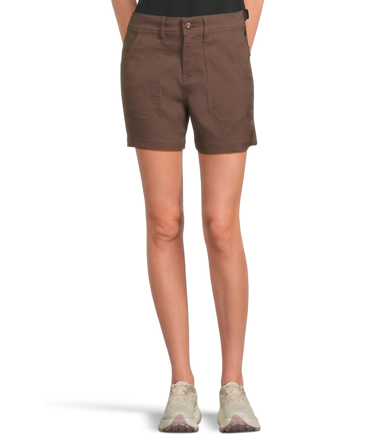 Prana Stretch Zion Cargo Short Mocha front view showing moisture-wicking fabric