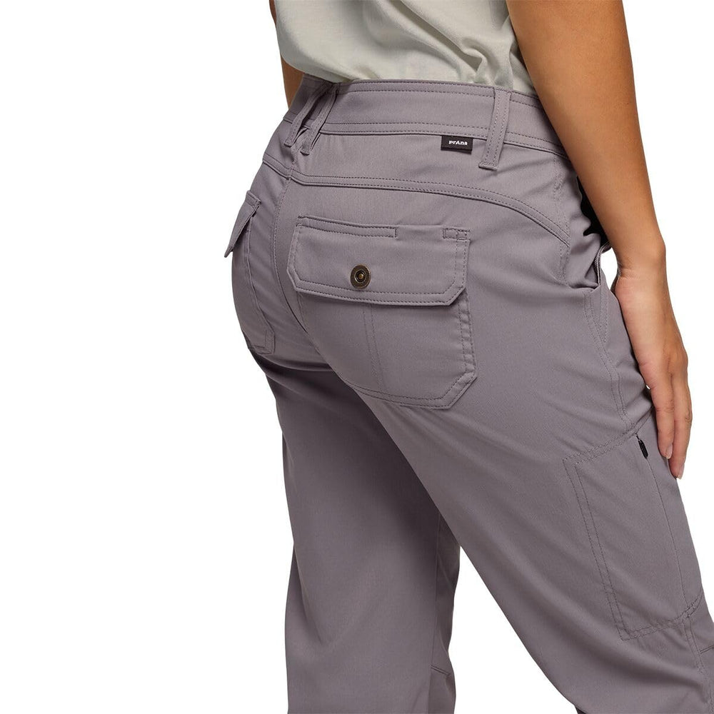 prAna Stretch Zion pewter waistband adjuster closeup, customizable fit