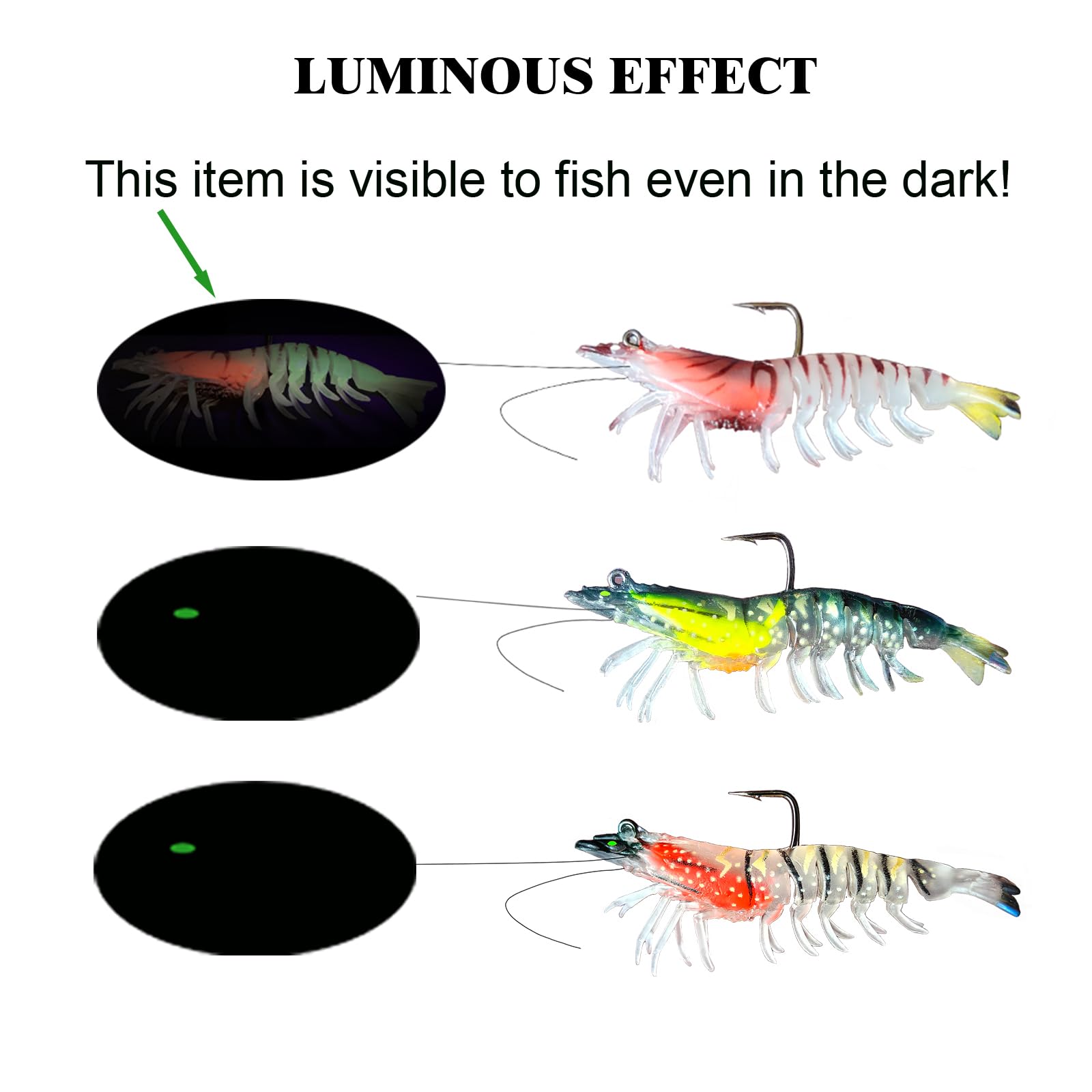 Color variants of prawn imitation lures for different conditions