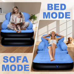 PRAXXIS 2-in-1 sofa bed converts to a twin bed for guests.