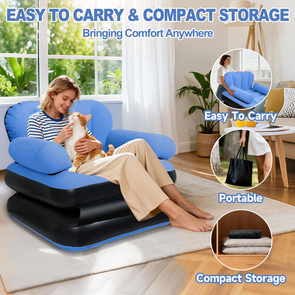 PRAXXIS indoor-outdoor inflatable couch designed for versatile spaces.