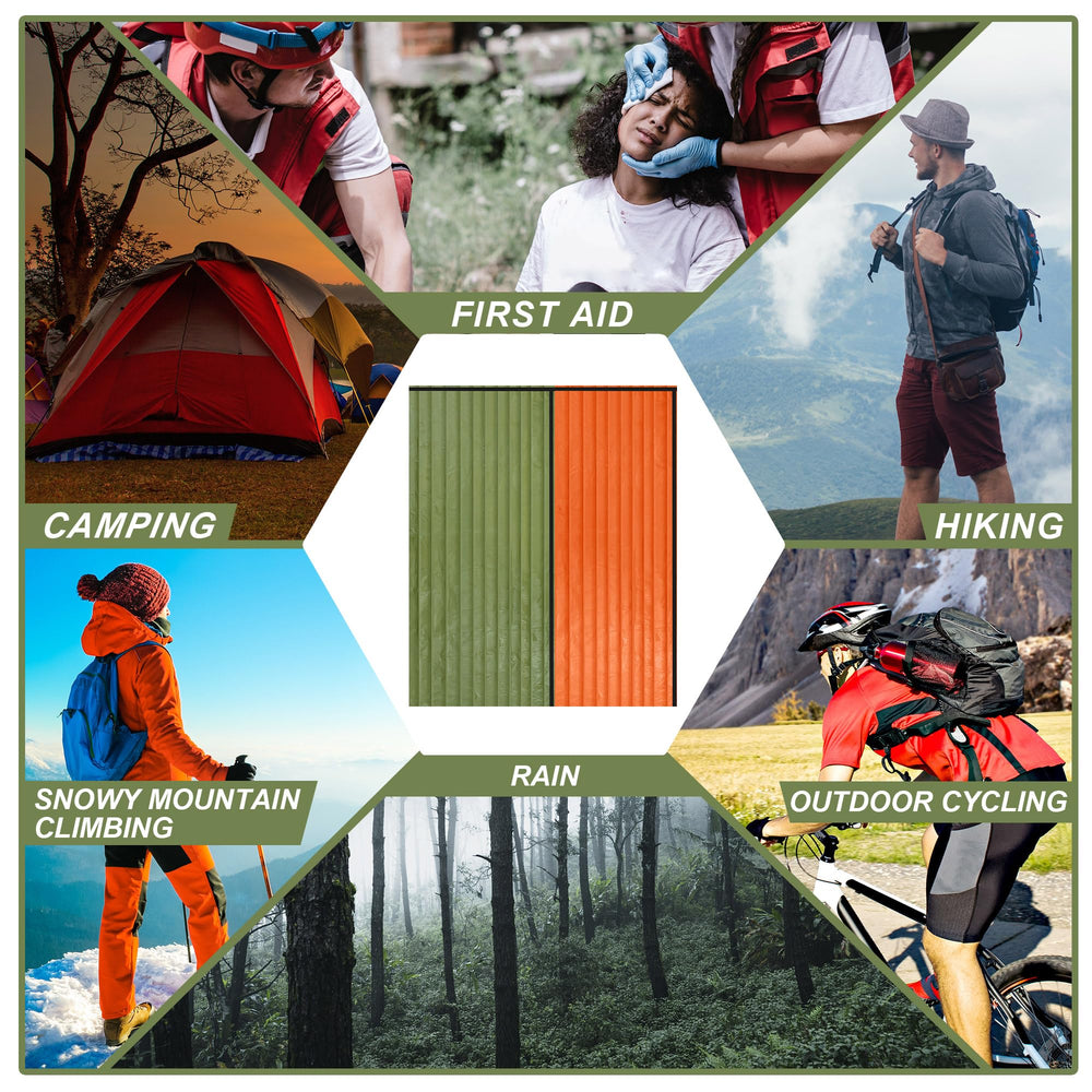 Preboun sleeping bag used as shelter, blanket, or ground cover in outdoor scenarios.
