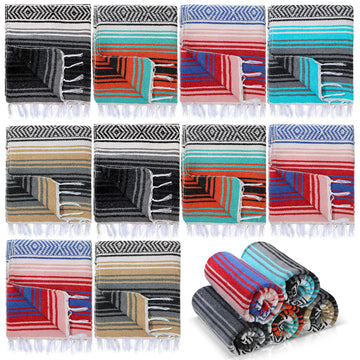 Preboun Mexican blanket bulk colorful serape stripes for outdoor picnics and beach days.
