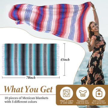 Preboun Mexican blanket bulk colorful serape stripes on grass for family picnics.
