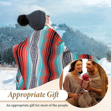 Preboun Mexican blanket bulk color stripes used for travel, picnics, and lounging.
