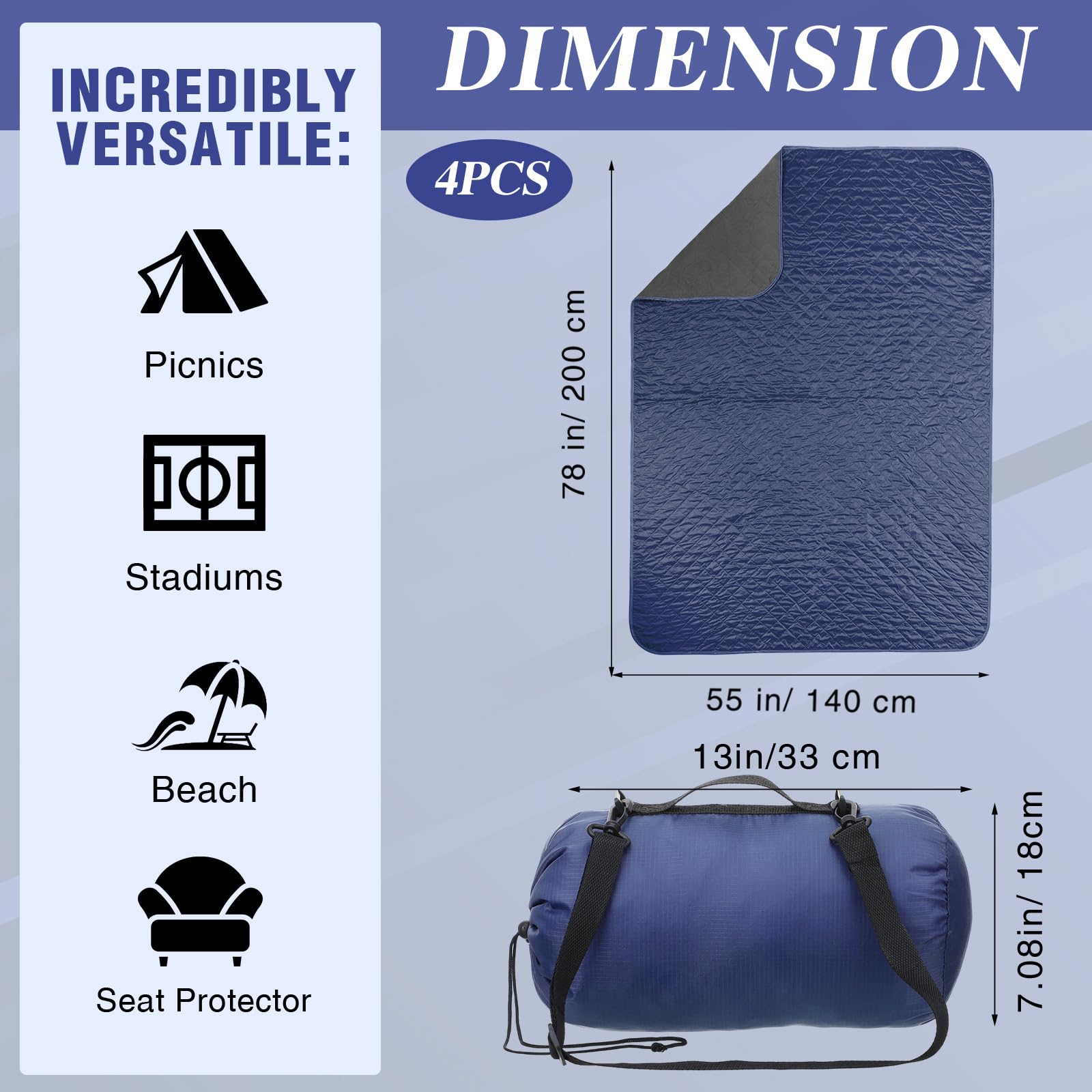 Preboun stadium blanket four-pack waterproof backing keeps you dry outdoors