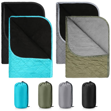 Preboun stadium blanket in a drawstring bag for easy transport and storage.