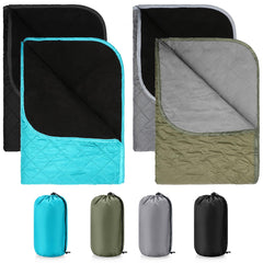 Preboun stadium blanket in a drawstring bag for easy transport and storage.