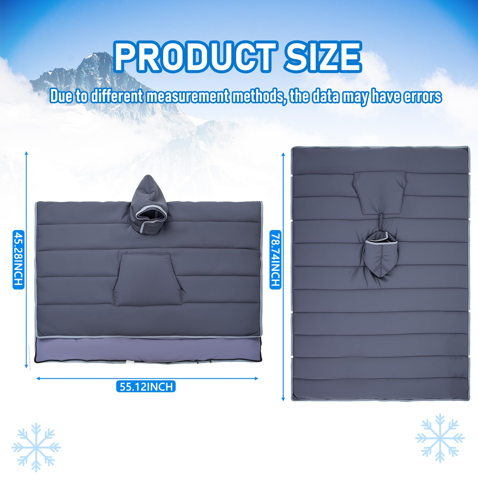 Preboun wearable hooded blanket in dark grey for travel and comfort.