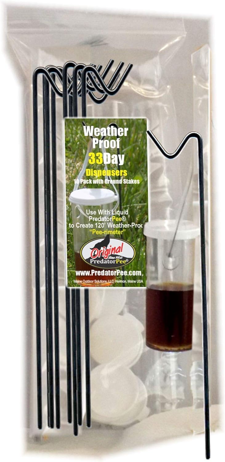 PredatorPee 33-day dispensers providing long-lasting scent coverage around a property.