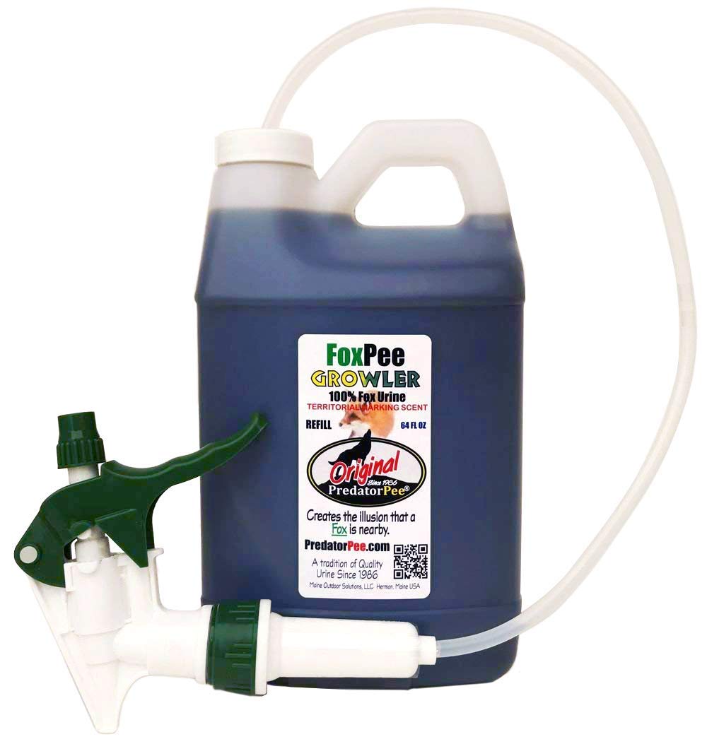 PredatorPee fox urine bottle deters foxes from yards by signaling territory