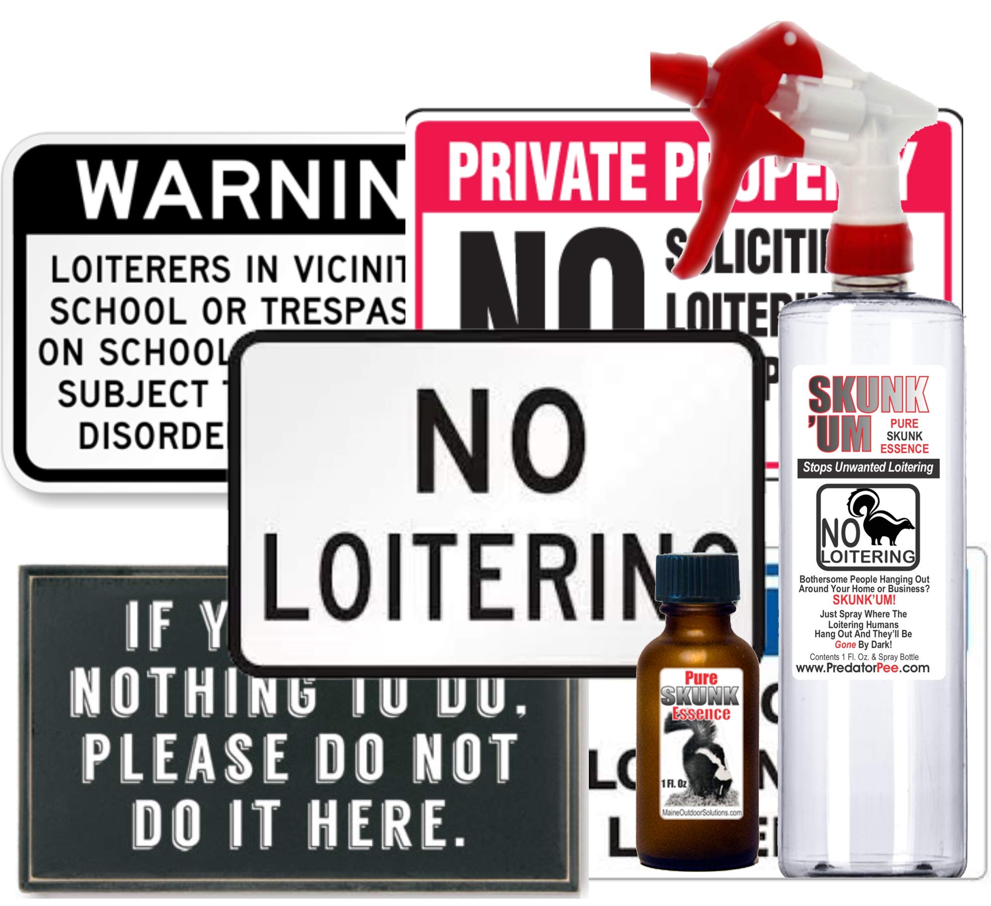 PredatorPee Skunk'Um scent spray protects spaces from loitering.