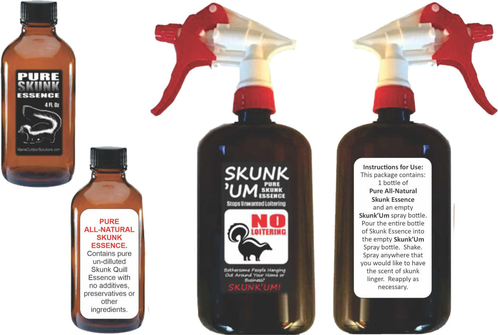 PredatorPee Skunk'Um scent bottle ready for mixing to deter unwanted loitering.