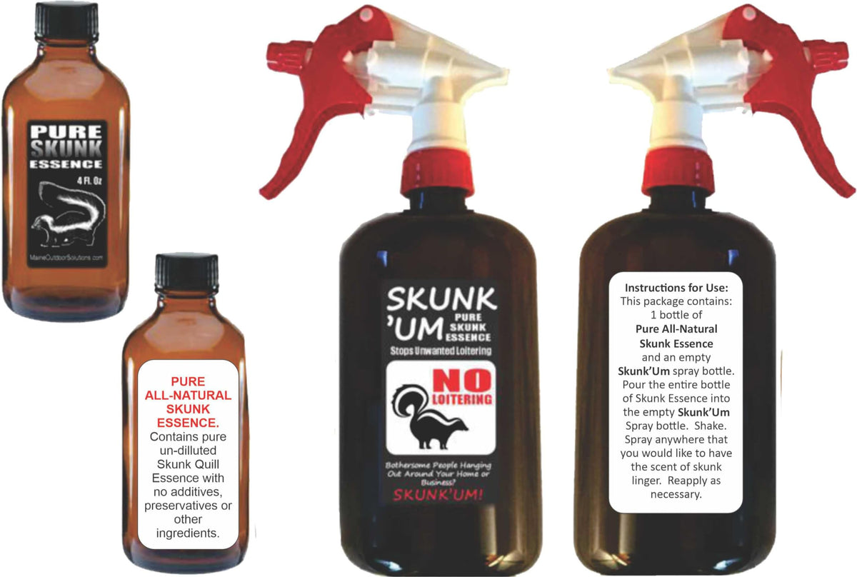 PredatorPee Skunk'Um scent bottle ready for mixing to deter unwanted loitering.