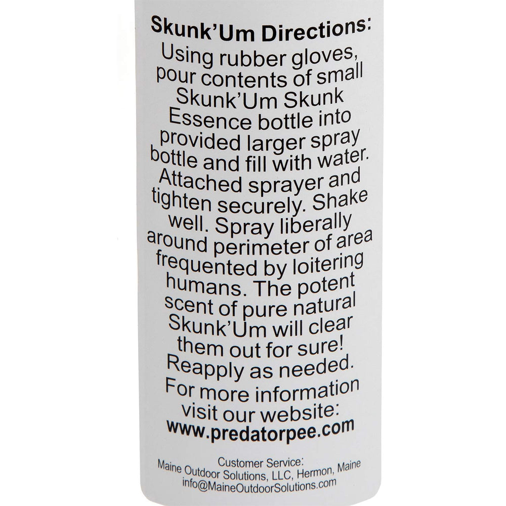 PredatorPee Skunk'Um skunk essence used for effective area deterrence.
