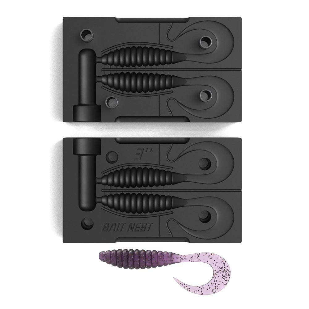 Premium Soft Plastic Lure Mold 3inch CNC side view, precise detailing for lifelike baits.