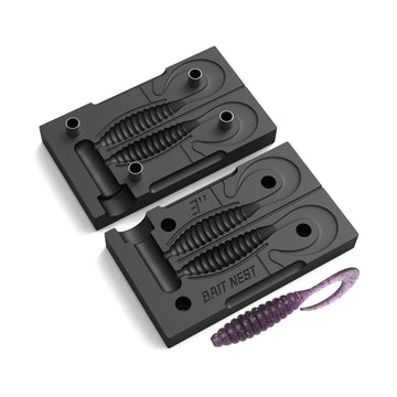 Premium Soft Plastic Lure Mold 3inch CNC top view, smooth finish and perfect seal.