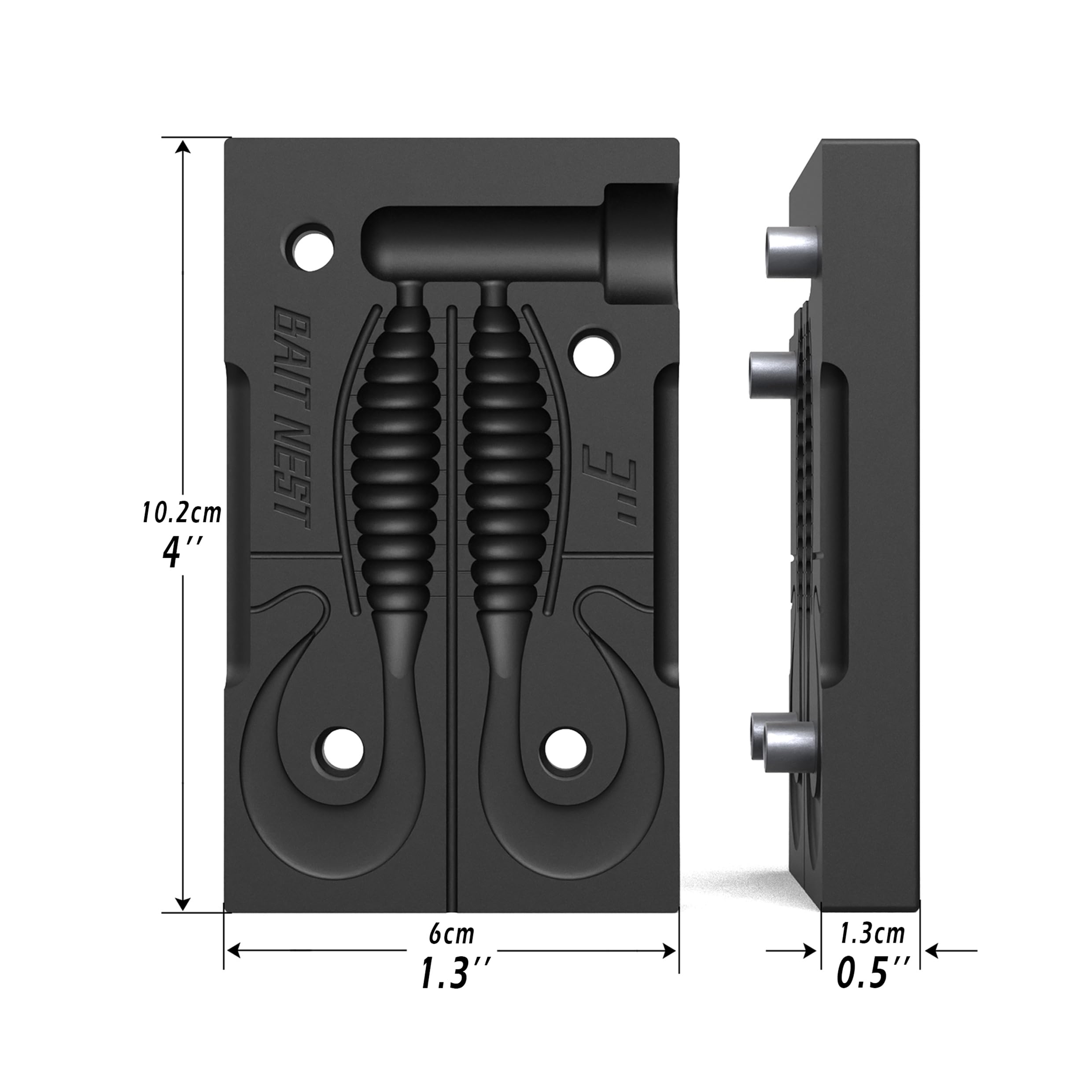 Premium Soft Plastic Lure Mold 3inch vent-closeup demonstrates bubble-free filling.