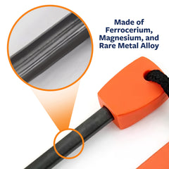 PREP-RIGHT mini fire starter magnesium strip enabling reliable sparks even in damp winds.