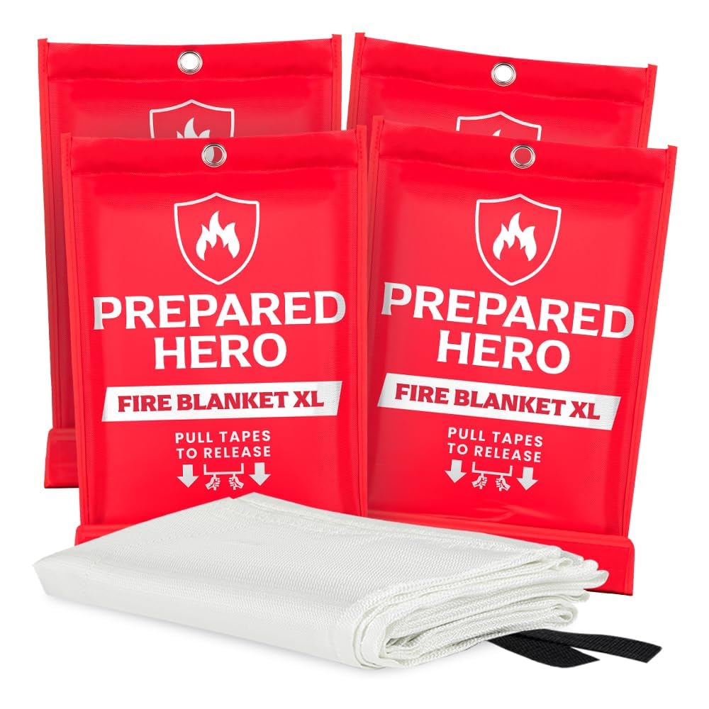 Prepared Hero blanket folded in a 4-pack, ready for immediate kitchen safety.
