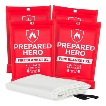 Prepared Hero blanket folded in a 4-pack, ready for immediate kitchen safety.