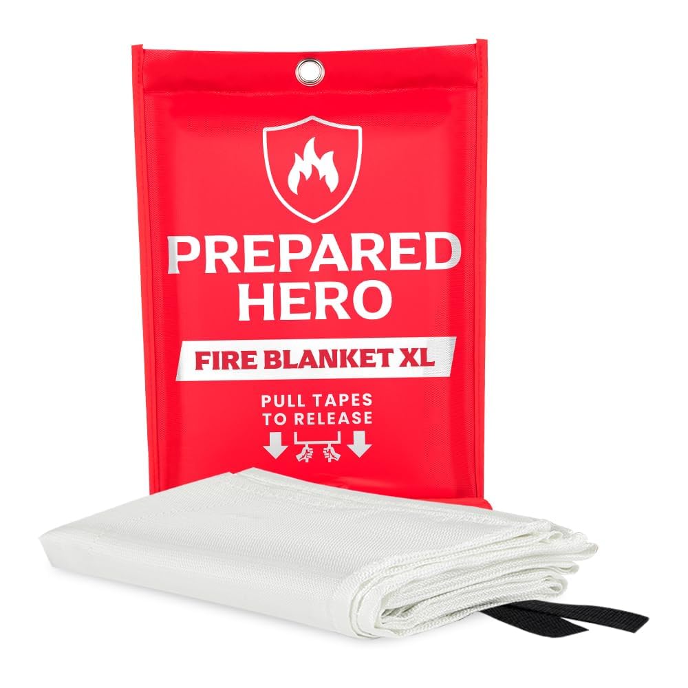 Prepared Hero extra-large fire blanket folded for compact storage