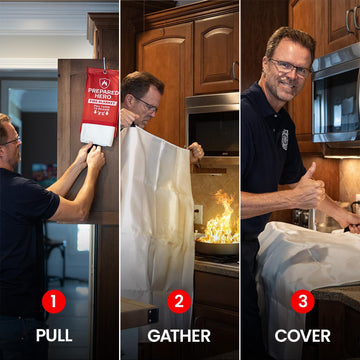 Prepared Hero fire blanket in vehicle emergency setup reduces heat risk