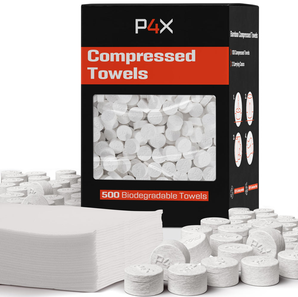 PREPARED4X compressed towel tablet expands with water for quick, portable washcloths