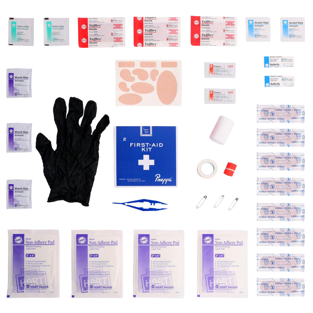 Preppi GoBox safety matches and four-hour candles for reliable light.