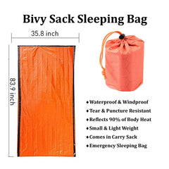 PREPSENTIAL Go Bag bivy sack setup shows waterproof warmth and shelter option.