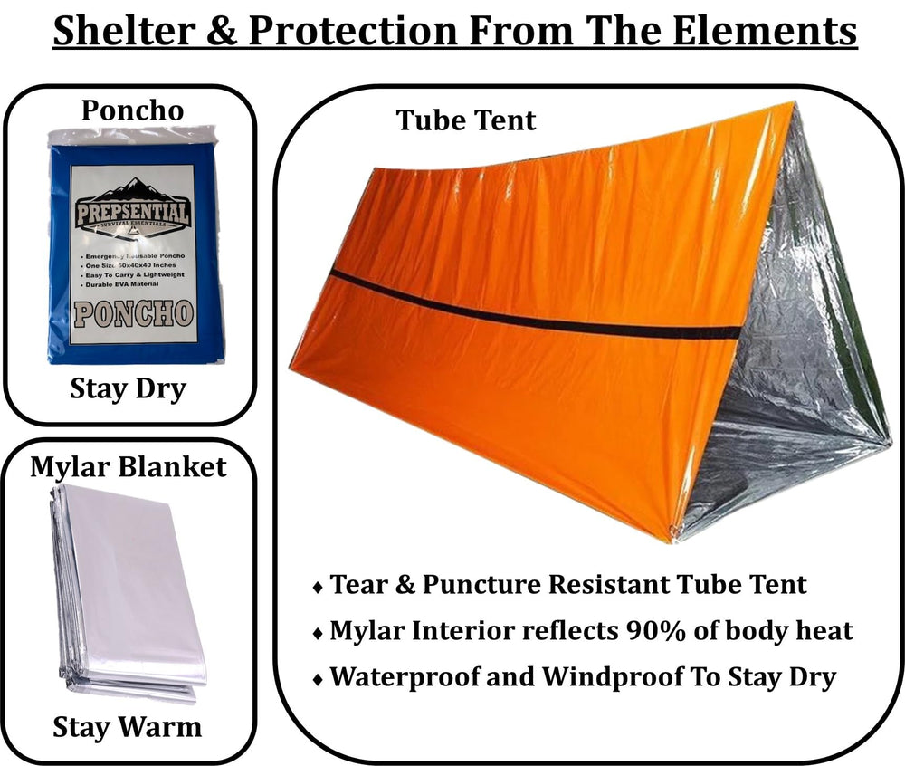 PREPSENTIAL Go Bag Poncho shows versatile weather protection for post-disaster or outdoor use.