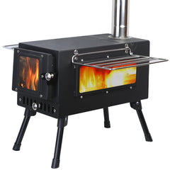 Preself hot tent stove heavy-duty steel body for reliable cold-weather heating.