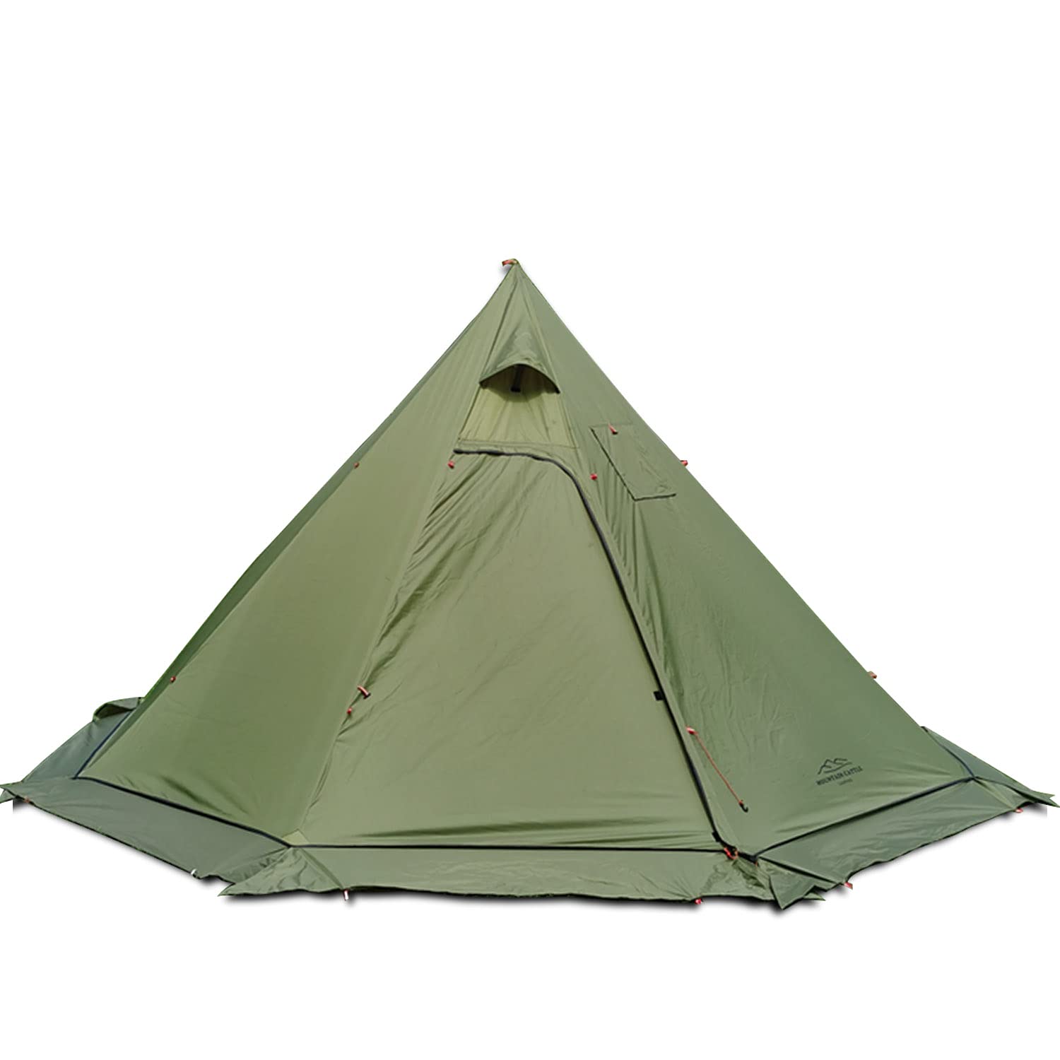 Preself tipi tent olive front-view showing roomy entry for family camping