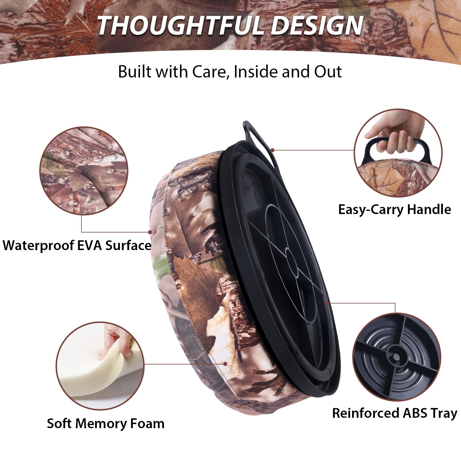 Presentastic gift-ready bucket seat shown as thoughtful outdoor gear.
