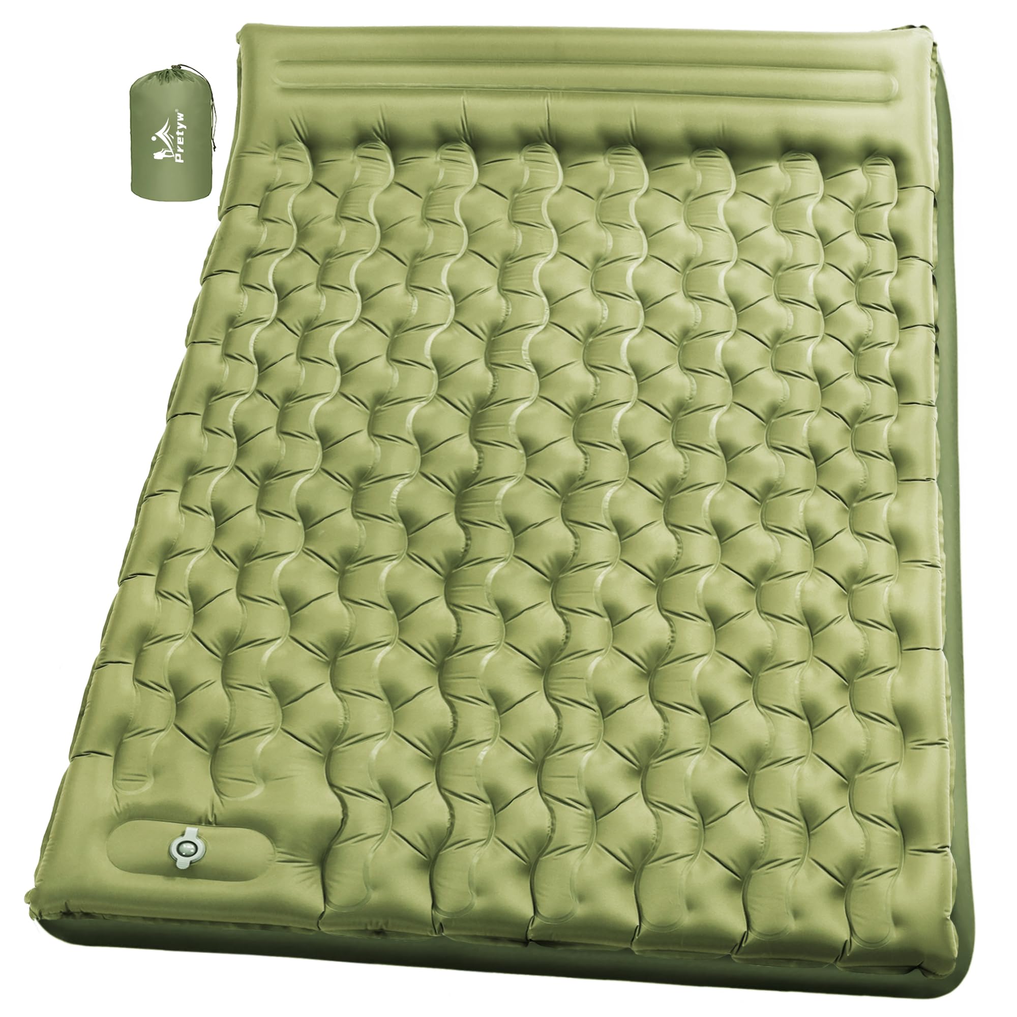 Pretyw double sleeping pad inflated for two adults with outdoors-friendly comfort