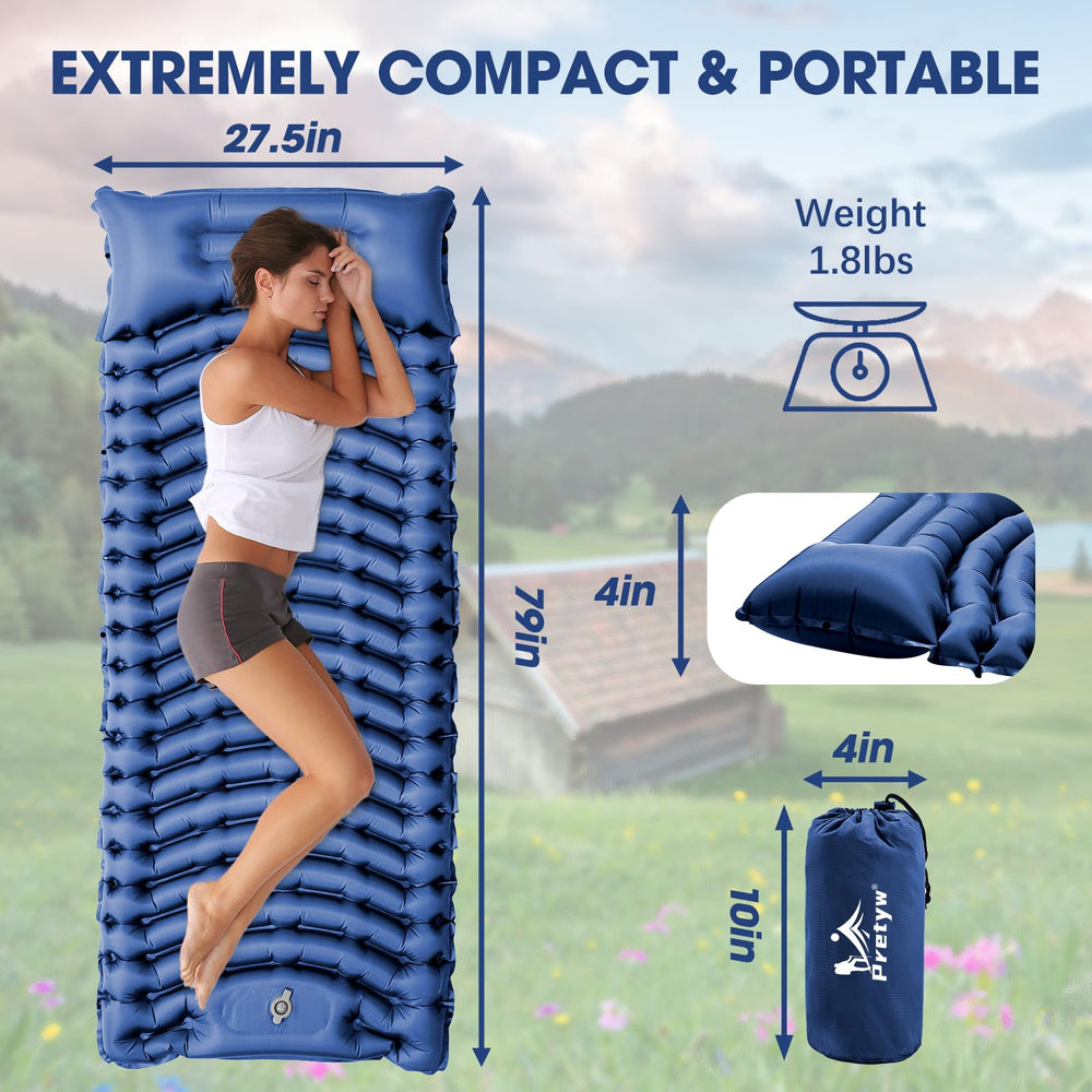 Pretyw built-in pillow supports neck comfort during camping sleep